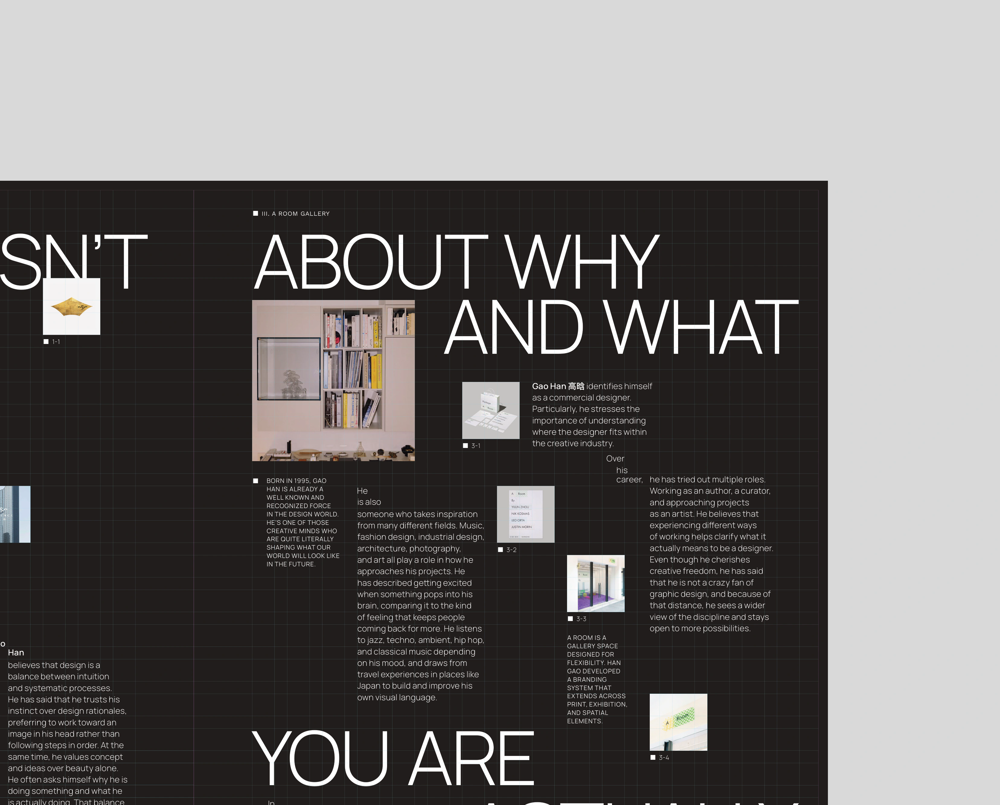 Booklet spread, detail: About why and what you are actually doing