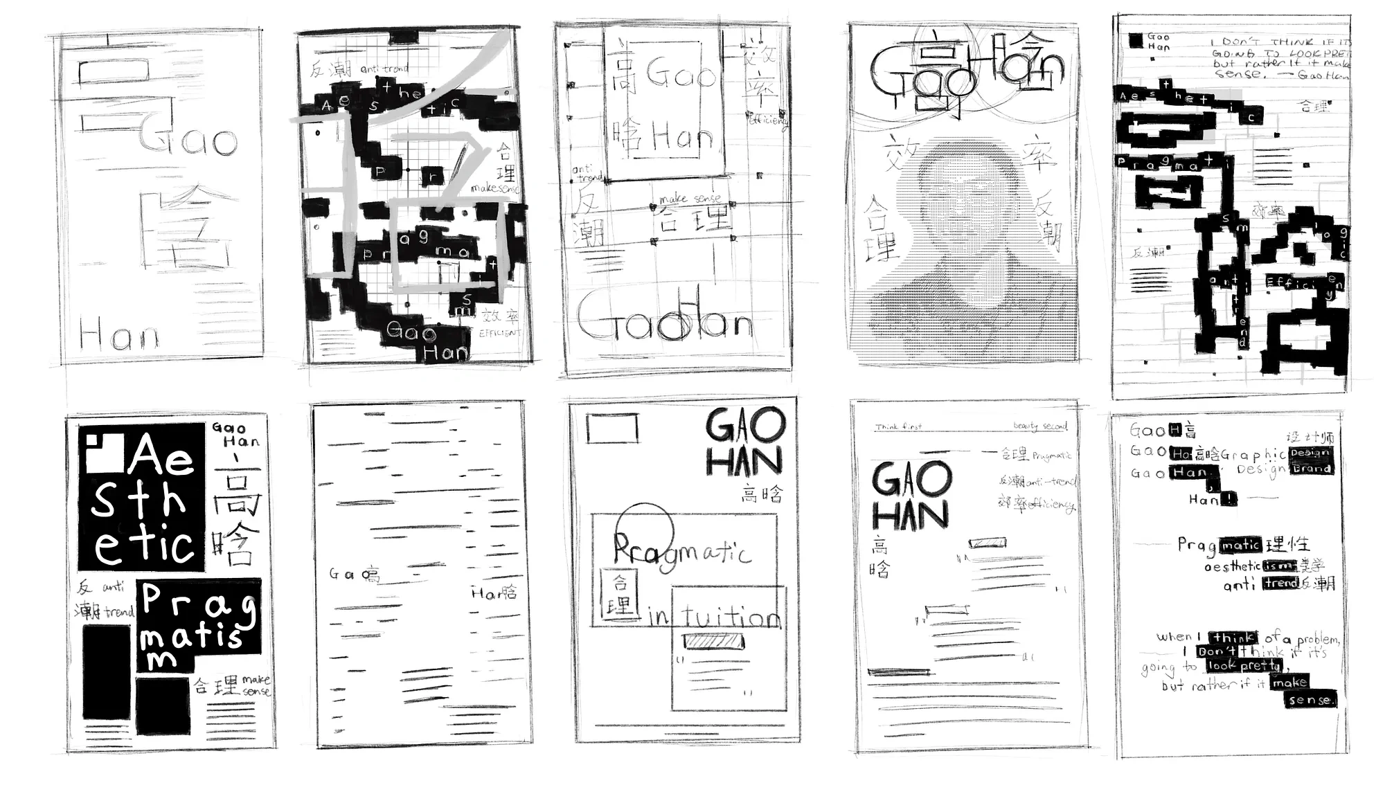 Pencil thumbnails for the poster
