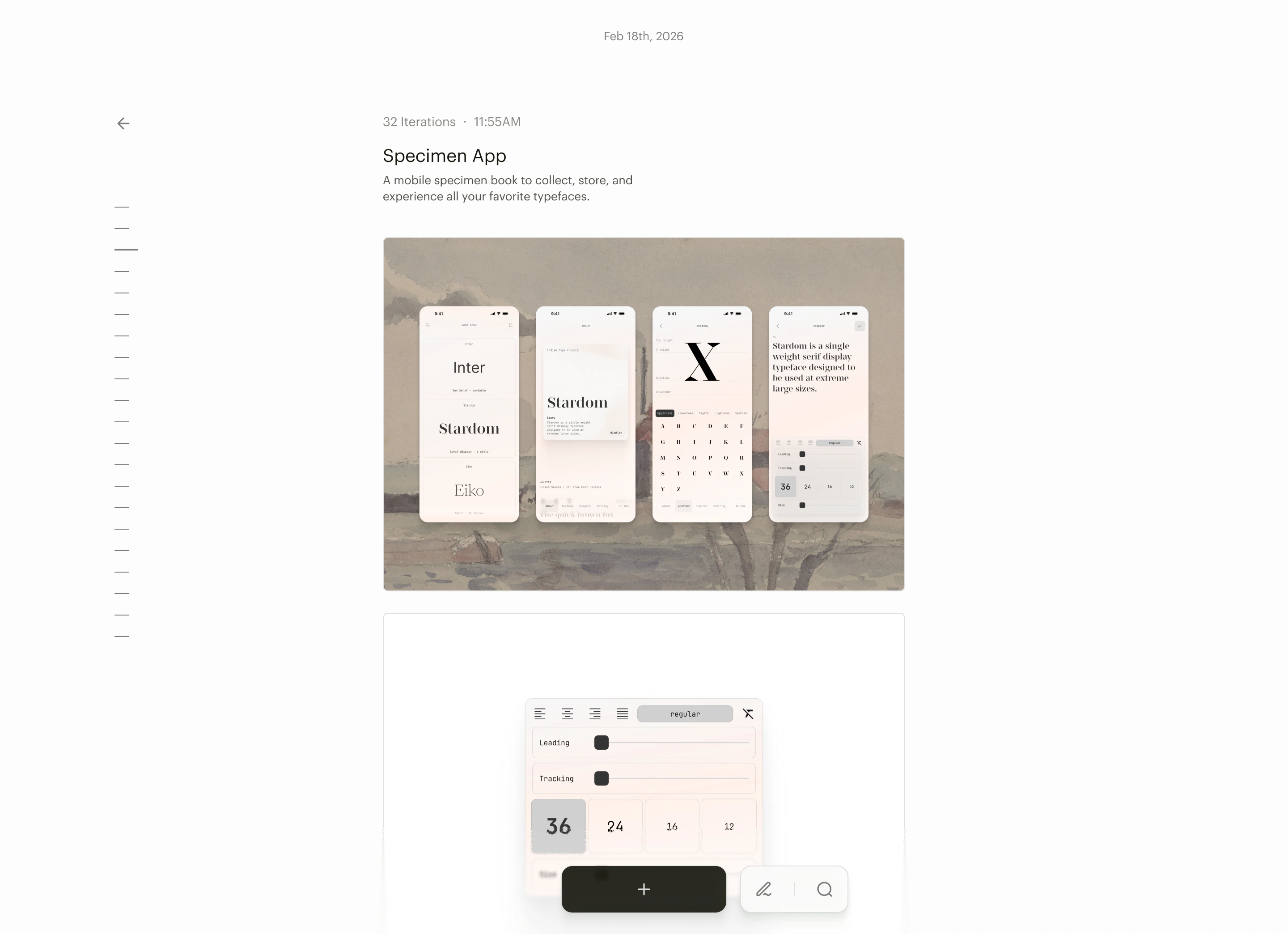 A project page with its iteration timeline