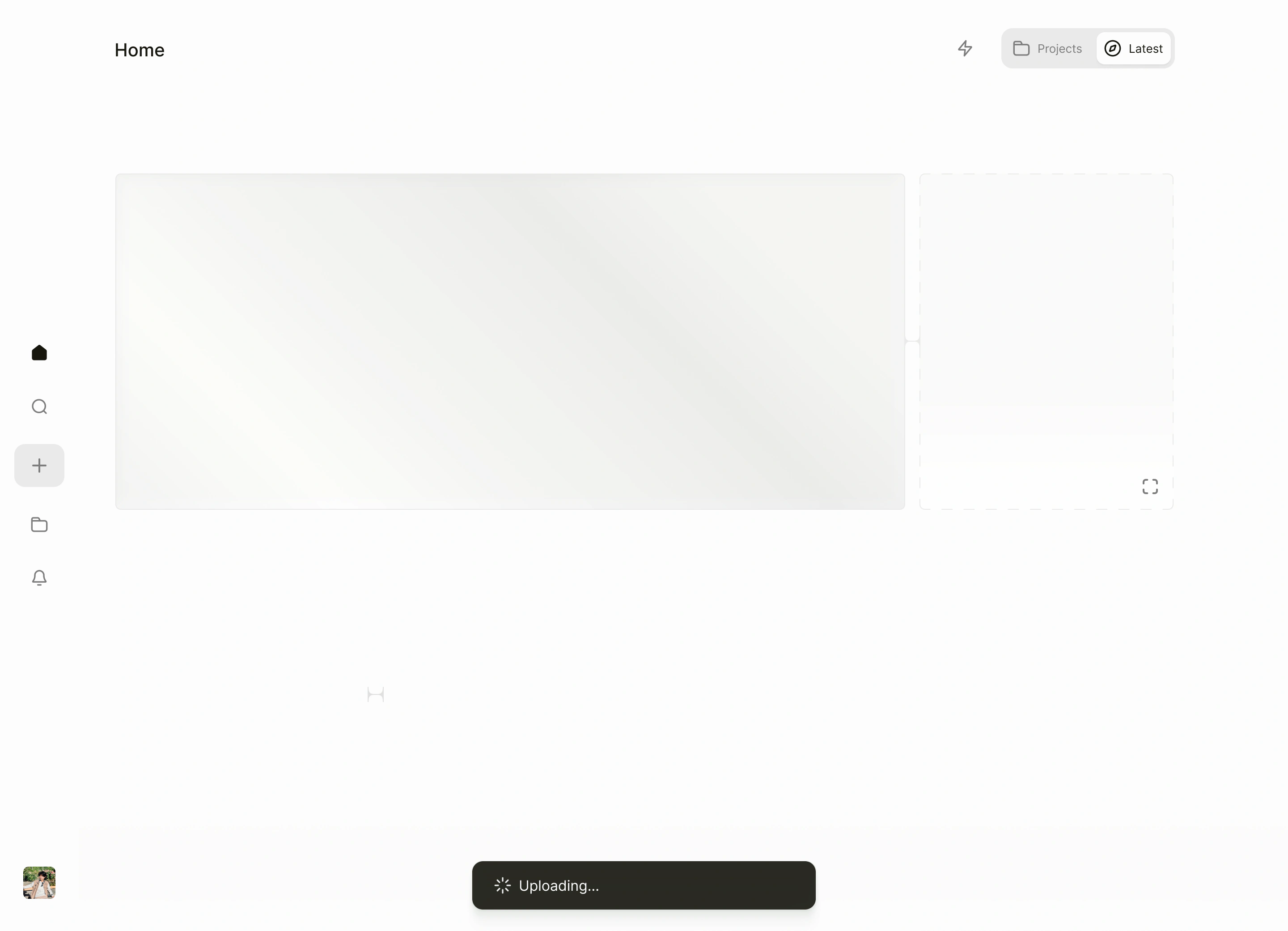 Uploading, with the new card loading in